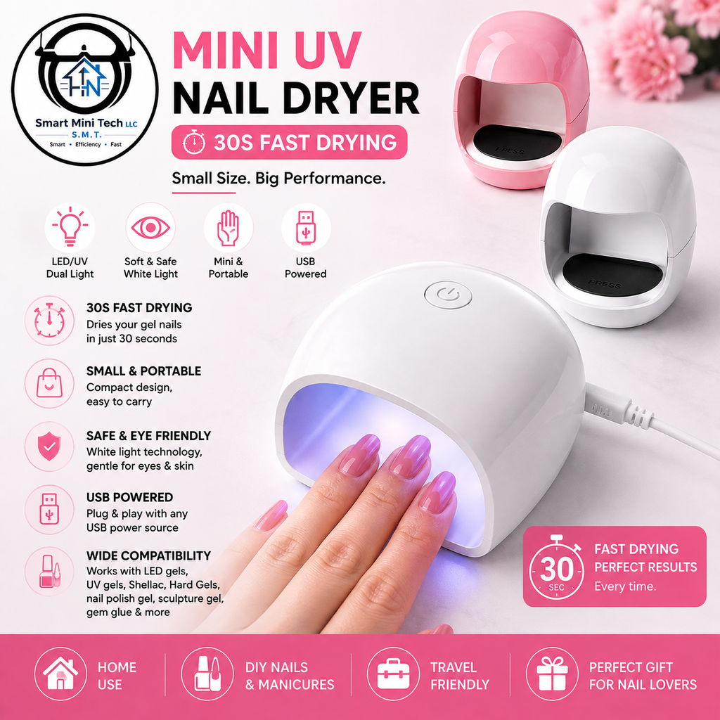 Mini UV LED Nail Dryer – 30-Second Fast Gel Polish Curing Lamp