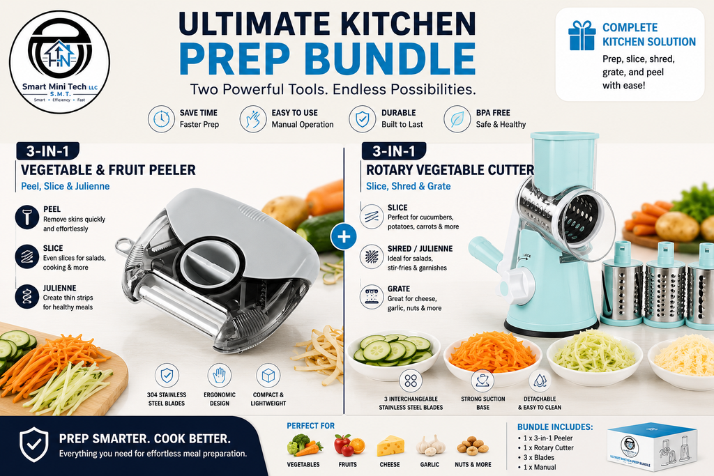 Ultimate Kitchen Prep Bundle – Rotary Vegetable Cutter + 3-in-1 Peeler